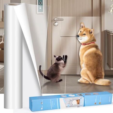 Protection Canape Chat Anti Griffe, 43 x 500cm Anti Griffe Sticker Transparent Autocollant de Protection, Protege Canape Griffe Chat, Protection Porte Anti Chien Griffe, pour s, Porte, Mur (1/5)