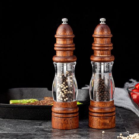 Ensemble moulin à poivre en bois, broyeur manuel, ustensiles de cuisine, cadeaux de Noël pour adultes, hommes et femmes, ensemble deux pièces (1/2)