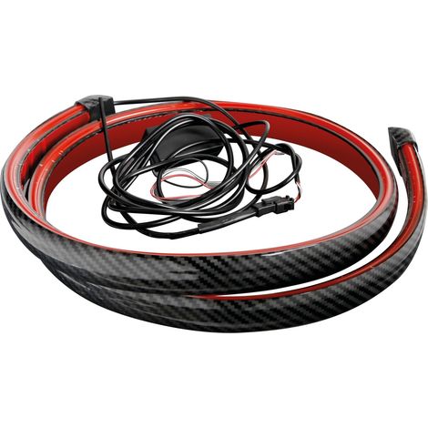 Spoiler carbon-look adesivo con integrata striscia luminosa a led rossi - 120 cm - 12V