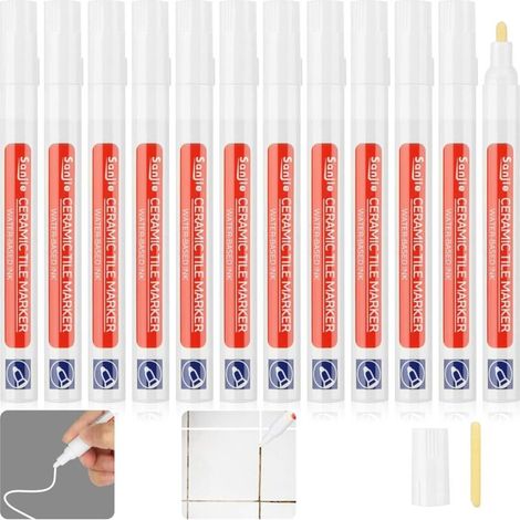 Ensemble de stylos pour carrelage 12 en 1 : rénovateur de joints blancs, réparation de murs, mastic, marqueur de peinture pour salle de bain, cuisine (1/5)