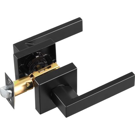 VEVOR 5 PCS Manija para Puerta de Paso, Manija Reversible para Zurdos o Diestros sin Bloqueo, Rotación de 45° para Abrir, Interior Cuadrado Universal para Pasillos, Armarios, Puerta, Negro Mate