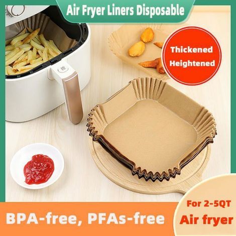 Lot de 200 feuilles de papier sulfurisé jetables, carrées de 20 cm, compatibles avec les friteuses à air chaud de 2 à 5 litres. (1/5)