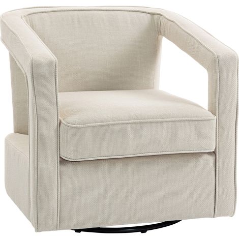 Fauteuil pivotant 360° inclinable beige dossier accoudoirs monoblocs 77 x 75 x 72 cm (1/5)