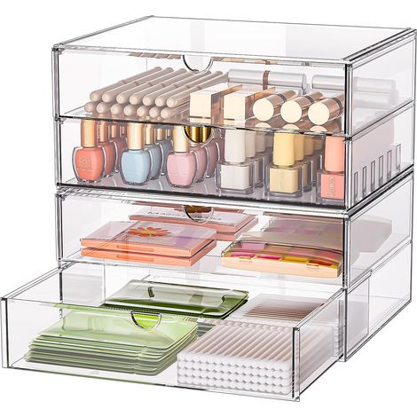 organisateur maquillage 2 pièces 4 tiroirs tapis antidérapants (1/5)
