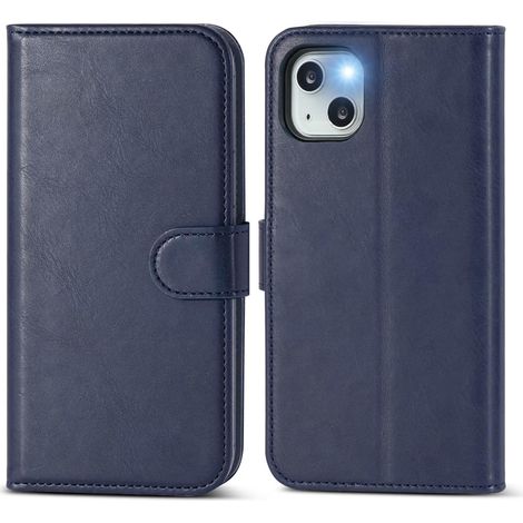 FUNDA PARA APPLE IPHONE 13 DE 6,1" BILLETERA DE PIEL PU AZUL MARINO (1/5)