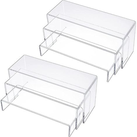 Présentoirs en acrylique, supports rectangulaires transparents, étagères pour présentoirs (lot de 6) (1/5)