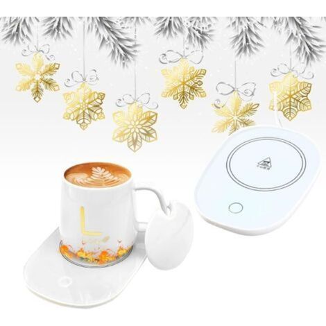 Tasse thermos à café, tasse thermos à boisson, tasse thermos, tasse thermos à café électrique, tasse thermos USB, tasse thermos, plateau chauffant thé/eau/lait, port USB, blanc (1/5)