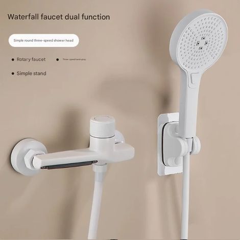 (Blanc B) Robinet de baignoire cascade avec douchette à main, mitigeur de douche mural pour salle de bain (1/5)