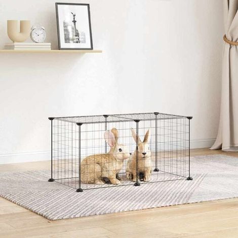 Cage pour animaux de compagnie 8 pièces, noire, 35 x 35 cm, acier