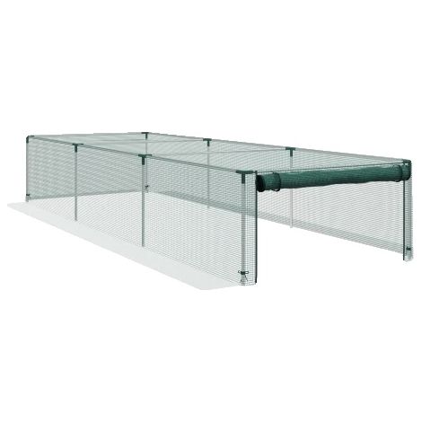 Carpa de protección para plantas, 125 cm de largo, 373 cm de ancho, 62,5 cm de alto, acceso con cremallera, malla resistente a desgarros. (1/5)
