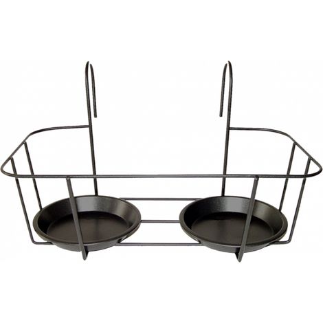 Support de pots double pour balcon - L 34,2 x l 26,1 x H 19,5 cm - Gris - Livraison gratuite