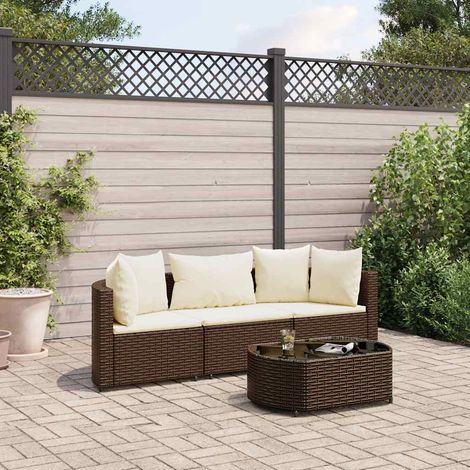 4-tlg. Garten-Sofagarnitur mit Kissen Braun Poly Rattan vidaXL (1/5)