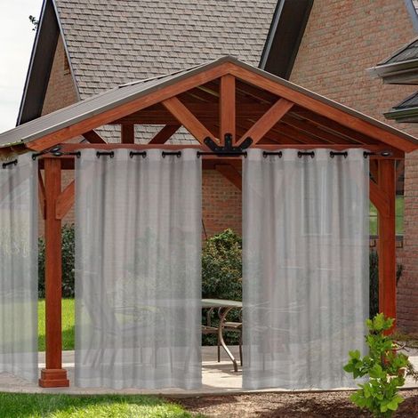 Hellgrauer, wasserdichter, transparenter Vorhang (132 x 274 cm) für Terrasse und Wohnzimmer (1/5)