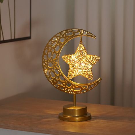 Veilleuse décorative pour salon, luminaire à piles, ornement raffiné en forme de lune (1/5)