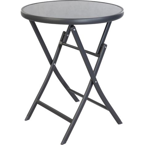 Bistroklapptisch Rund mit Glasplatte Schwarz Ø60cm-MMC4614 (1/3)