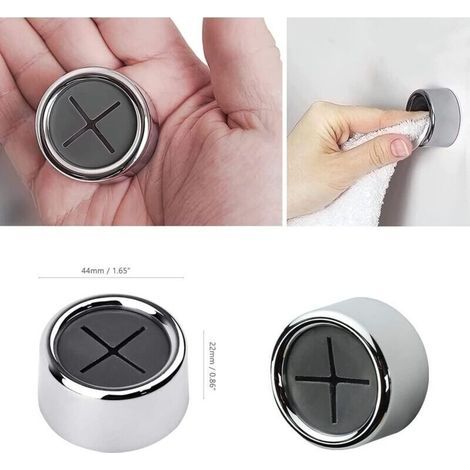 Lot de 6 porte-torchons adhésifs ronds – Fixation ventouse ou colle, idéal cuisine, salle de bain et placard (1/3)
