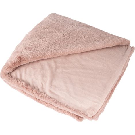 Joy - plaid - 150x200cm - en fausse fourrure - rose (1/3)