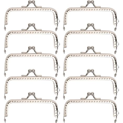 10 cadres métalliques pour sacs, 8,5 cm, or et argent, pour la confection de sacs à main et les loisirs créatifs. (1/5)