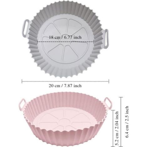 Accessoire Air Fryer - Liner Silicone - 2 Pièces - 21 Cm - Réutilisable - Rose (1/4)