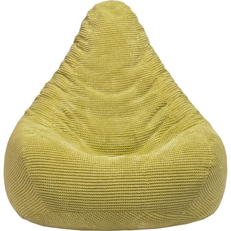 Loft 25 - Poltrona a sacco per adulti con schienale alto per soggiorno, poltrona a sacco in velluto a coste, poltrona a sacco relax da gioco per supporto del corpo - Lime (Pouf Sacco) (1/5)