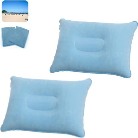 Lot de 2 oreillers gonflables de camping, oreiller de voyage rectangulaire avec soutien cervical, idéal pour la plage, les transats, les bains de soleil, la randonnée et le trekking - Accessoires de v