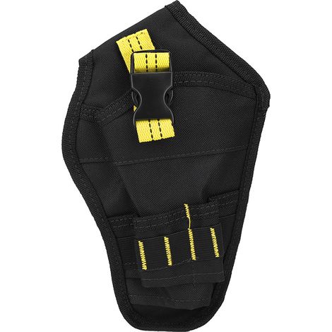 Sacoche de ceinture portable en toile Oxford pour outils de perçage, rangement pour perceuse électrique (noir et jaune) (1/5)