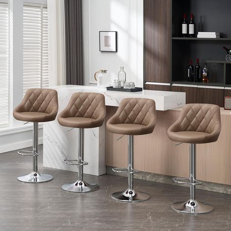 WOLTU 4x bar stools chairs Breakfast Dining stools chairs for Kitchen Adjustable Khaki