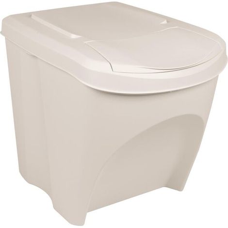 Poubelles empilables, lot de 3, blanches, 75 litres, polypropylène (1/5)