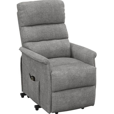 Fauteuil releveur électrique avec repose-pied dossier inclinable télécommande et pochette gris (1/5)