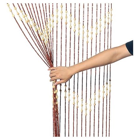 Rideau de porte à perles en bois - 90 x 175 cm - Rideau décoratif en perles de bambou - Rideau de porte (1/5)