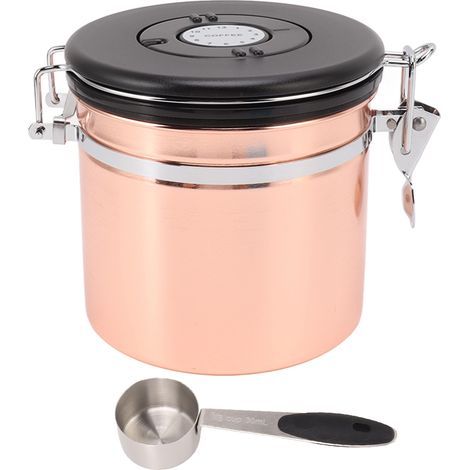 Boîte à café hermétique en acier inoxydable 304 avec cuillère intégrée, idéale pour conserver les fruits secs, le thé et diverses céréales, 1,2 L (1/5)