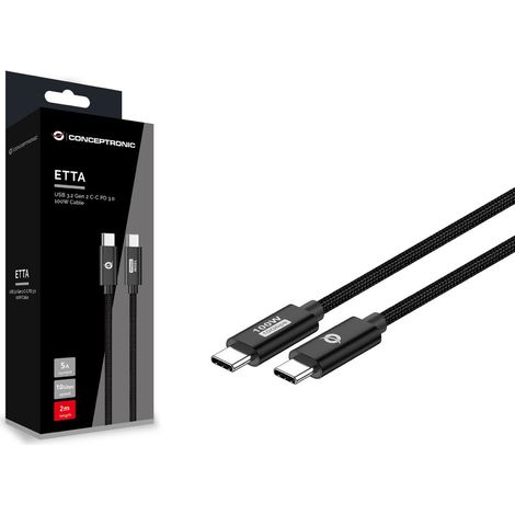 CONCEPTRONIC Kabel USB-C3.2-C 100W/QC        10Gbs 2.00m sw (ETTA02B20)
