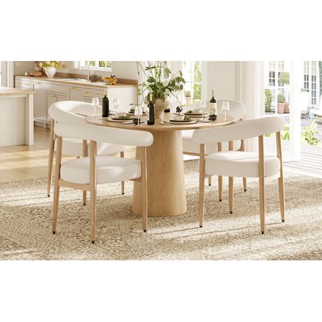Ensemble de 4 chaises de salle à manger rembourrées design moderne, structure métallique robuste, confortables pour cuisine et salon (1/4)