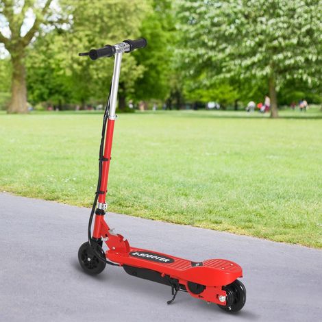 HOMCOM Elektroroller für Kinder ab 7 Jahren, faltbar mit verstellbarer Höhe, 24-V-Akku, Geschwindigkeit bis zu 12 km/h, Bremse, Tragkraft 50 kg, Maße: 74 x 36 x 69–91 cm, Farbe: Rot