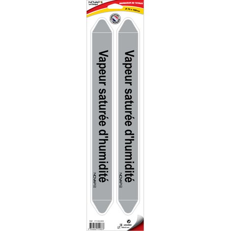 Planche de 2 marqueurs de tuyauterie 450 x 52 mm pour Ø 70 à 100 mm - Vapeur saturée d'humidité - 4709833