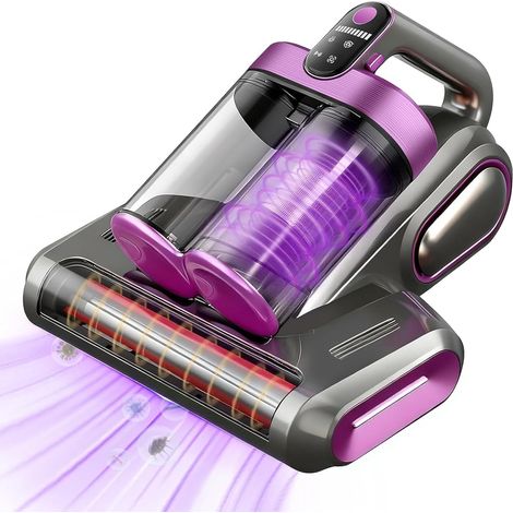 Aspirateur anti-acariens sans fil pour matelas, avec lumière UV de 253,7 nm, ultrasons et tapotements de rouleau de brosse, aspirateur pour matelas pour éliminer les acariens, les allergènes et les (1/5)
