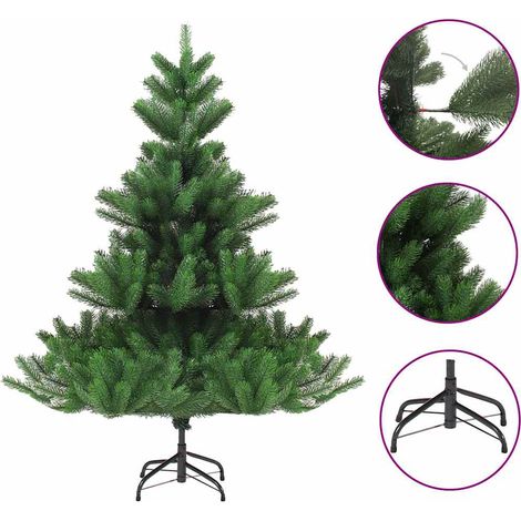 Sapin de Noël Artificiel Nordmann en PE avec Support en Acier Décoration Vert 210 cm - PANGIVO (1/5)