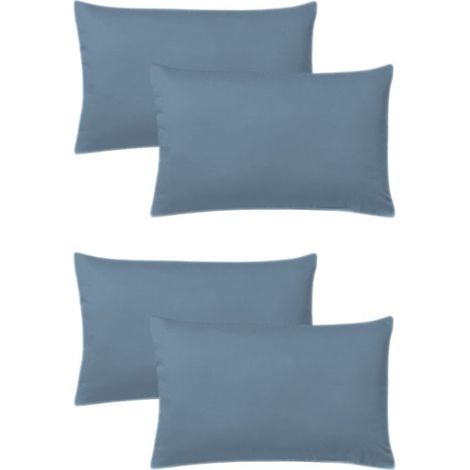 KLULK Set 4 Federe Per Cuscini Per Bambini 40x60 Cm,In Puro Cotone 100% Fibra Naturale In Tinta Unita Avio, Made In Italy (1/5)