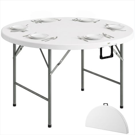 Table de jardin pliante ronde 122 cm HDPE 6 personnes Blanc (1/5)