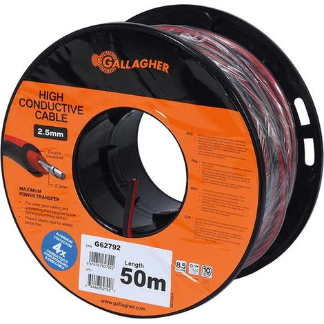 Cavo doppio isolamento rosso XL diametro 2,5m x lunghezza 50m per collegare tratti lunghi e/o 2 elettrificatori tra loro