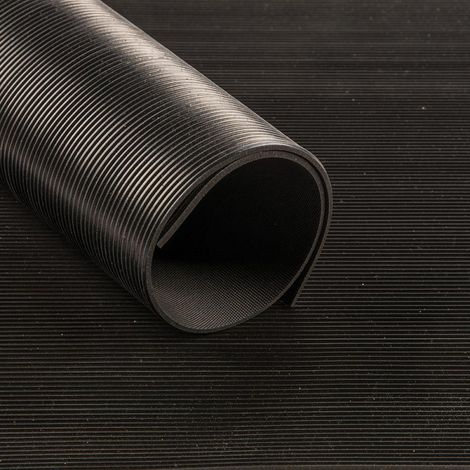 Fina alfombra de goma SBR Groove. Negro 3 mm 1200 mm 10m