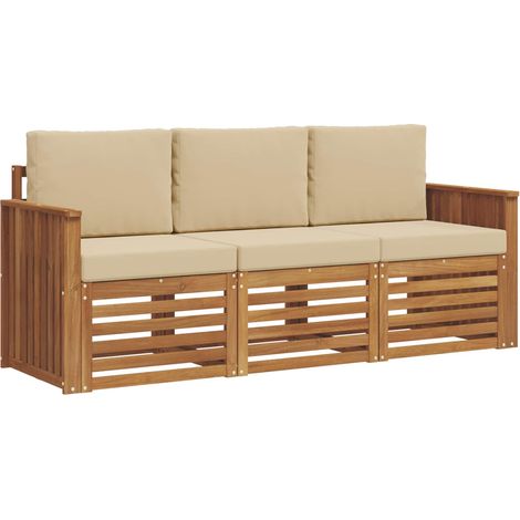 Ensembles de canapés avec coussin 3 pcs  Salon de jardin Naturel et Beige