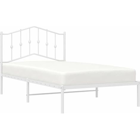 vidaXL Giroletto con Testiera Metallo Bianco 100x190 cm (1/5)