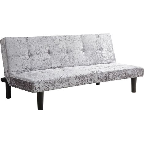 Crushed Velvet Sofa Bed in Steel