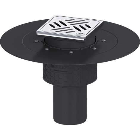 Siphon de sol Ecoguss avec bride adhésive DN 80, vertical, grille design