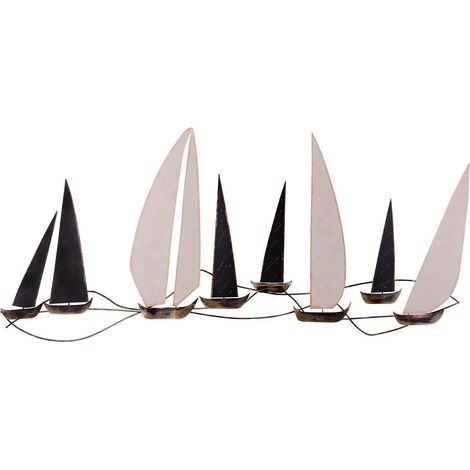 Hanah Home – Décoration murale en métal voiliers 117 x 52 cm – Fait à la main – 100 % métal – Élégance pour salon, chambre ou bureau (1/7)