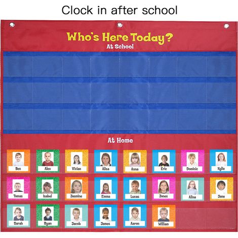 Tableau de poche de présence en classe scolaire avec 72 cartes de couleur, accessoires pour enseignants pour la gestion de l'éducation précoce (1/4)