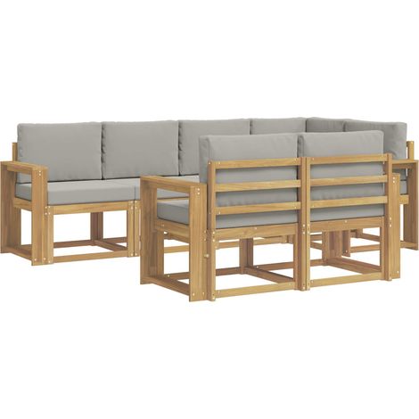 vidaXL Ensemble de canapés d'extérieur 7 pc Blanc et gris clair