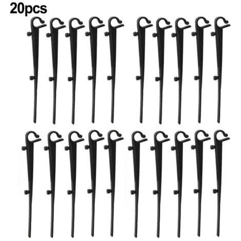 Lot de 20 crochets de fixation pour grillage de protection de gouttière en PP - Longueur 16 cm, entraxe 7,2 cm, noir (1/5)