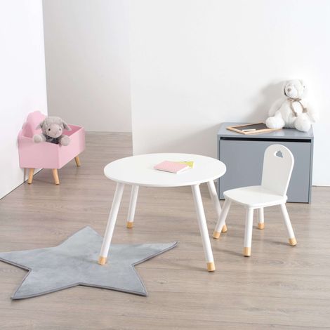 Pack Mesa Infantil Douceur en Melamina con Patas de Madera y Silla a Juego Color Blanco (1/5)